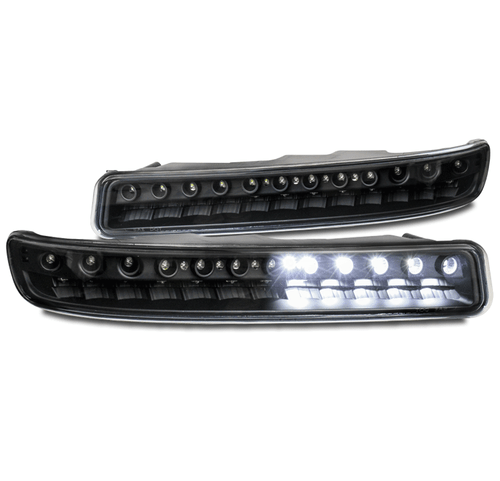 For 2000-2006 GMC Sierra/Yukon XL 1500 2500 LED Black Bumper Signal Lights LH+RH - Picture 1 of 9