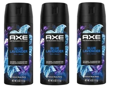BL Axe Premium Body Spray Blue Lavender Mint & Amber 4oz X 3 Packs