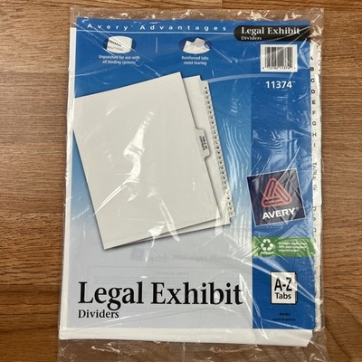 Avery Advantages 11374 Legal Exhibit Dividers A-Z Tabs Unpunched NEW