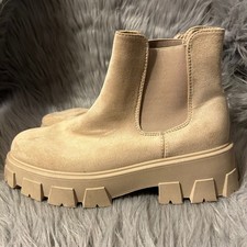 Botines con plataforma Mata para mujer talla 11 rosa beige sin cordones zapatos