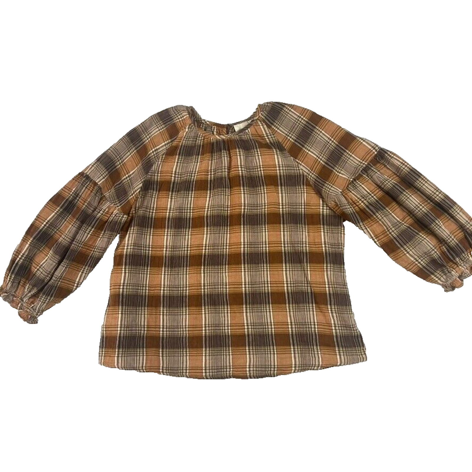 Universal Thread Blouse Womens Medium Brown Plaid… - image 1