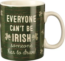 Primitives by Kathy St. Patrick's Day Green Ceramic Coffee Mug, 20 ounces