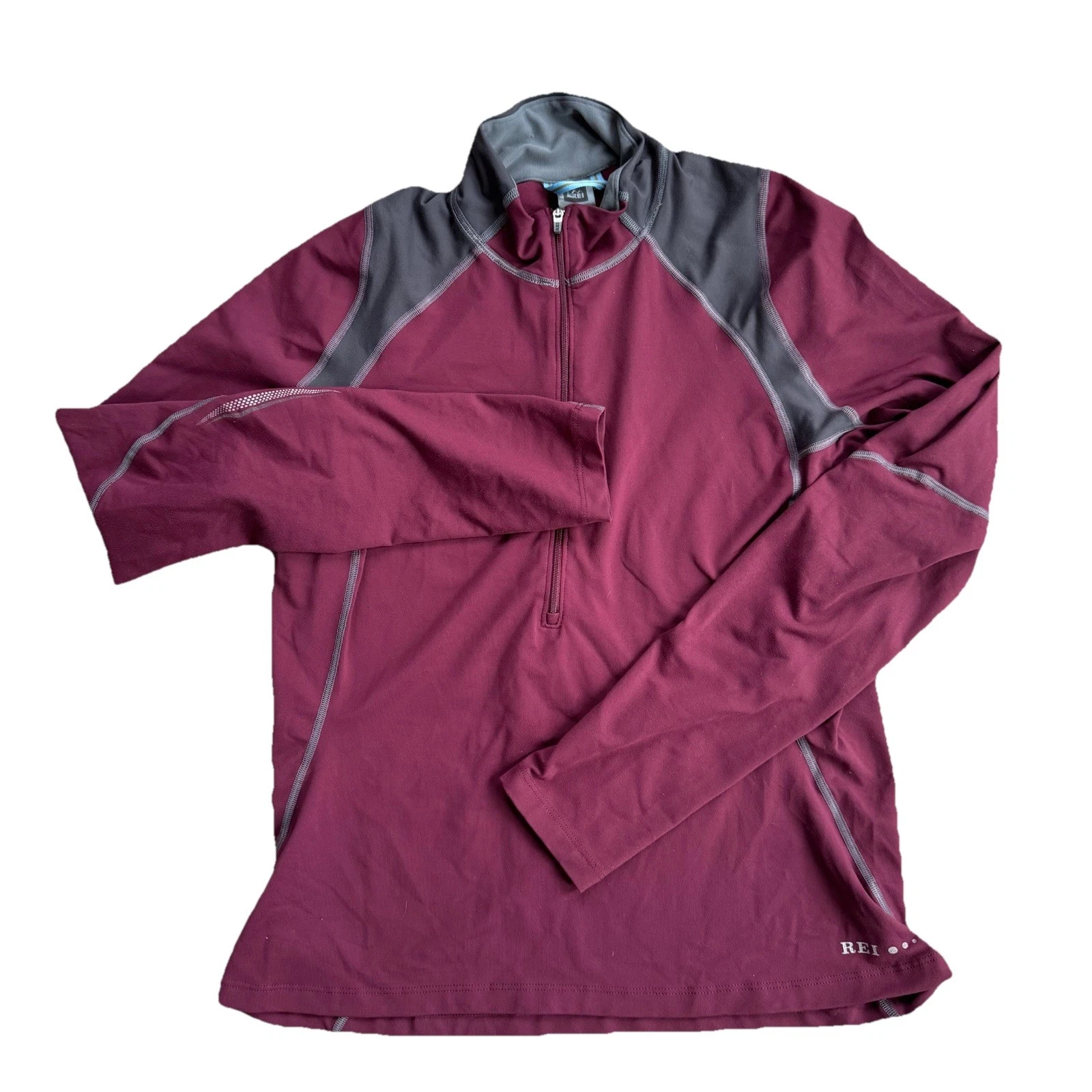 REI Long Sleeve 1/2 Zip Shirt Women's Size Medium Burgundy Hiking Outdoors