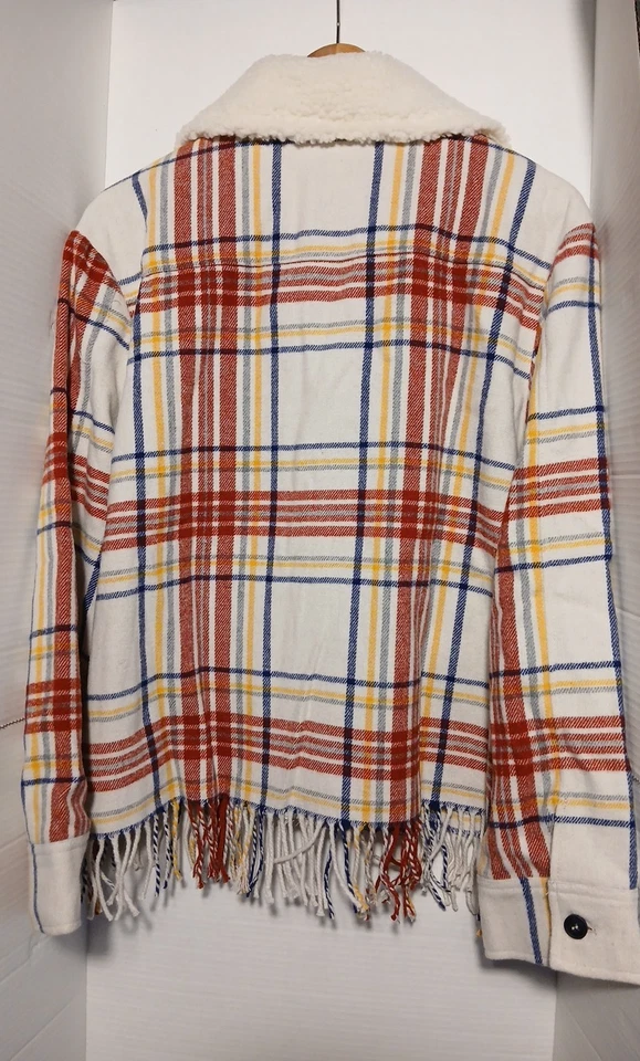 Chaqueta a Cuadros Chaps Roja Blanca Detalle de Flecos Talla 48 XLarge Cottage Vaquera Foto 4 de 4