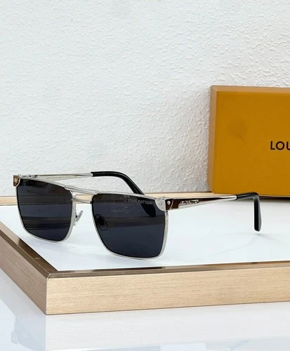 LLOUISV Z3206U Square Aviator Sunglasses Silver Black Metal Frame Dark Grey 62 - product listing photo