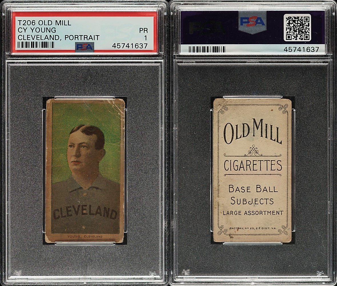 1909-11 T206 Cy Young Portrait Cleveland Naps HOF PSA 1 ***Low Pop Old Mill***