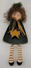 Primitive Folk Art Wooden Angel Wall Decor Christmas Cabin Farmhouse Wall Hanger