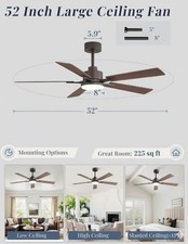 52-Inch Modern Ceiling Fan with LED Light  Remote