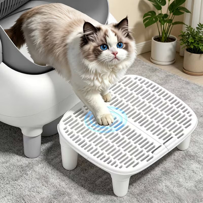 Cat Litter Box Step Pedal Anti Tracking Litter Trap Platform Foldable Plastic