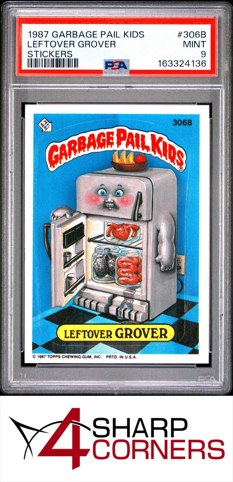 1987 GARBAGE PAIL KIDS STICKERS #306B LEFTOVER GROVER SERIES 8 PSA 9