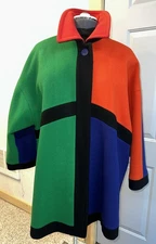 Vintage Perry Ellis Portfolio Coat Lord & Taylor Color block Size 6 Oversized