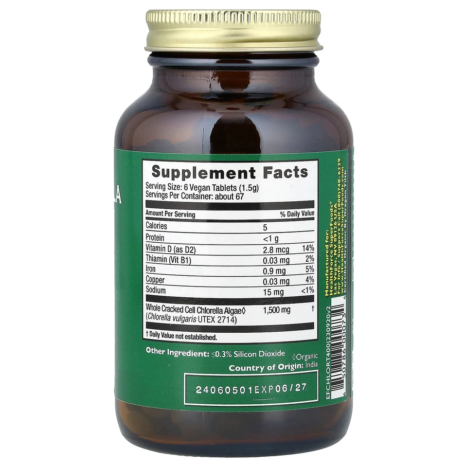 HealthForce Superfoods Chlorella Manna 400 VeganTabs Kosher, Non-GMO, Vegan - Image 2 of 3