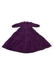 Natural Life Purple Tiered Maxi Dress M Button Front Boho Cottagecore Prairie