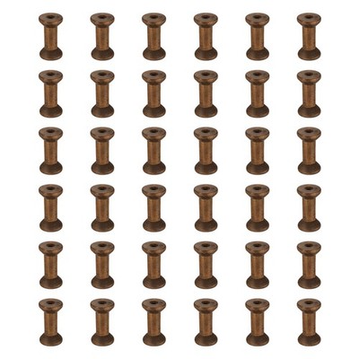 36 Pcs 0.8''x1.6'' Small Empty Thread Spools, Camel Color, for DIY Sewing Crafts