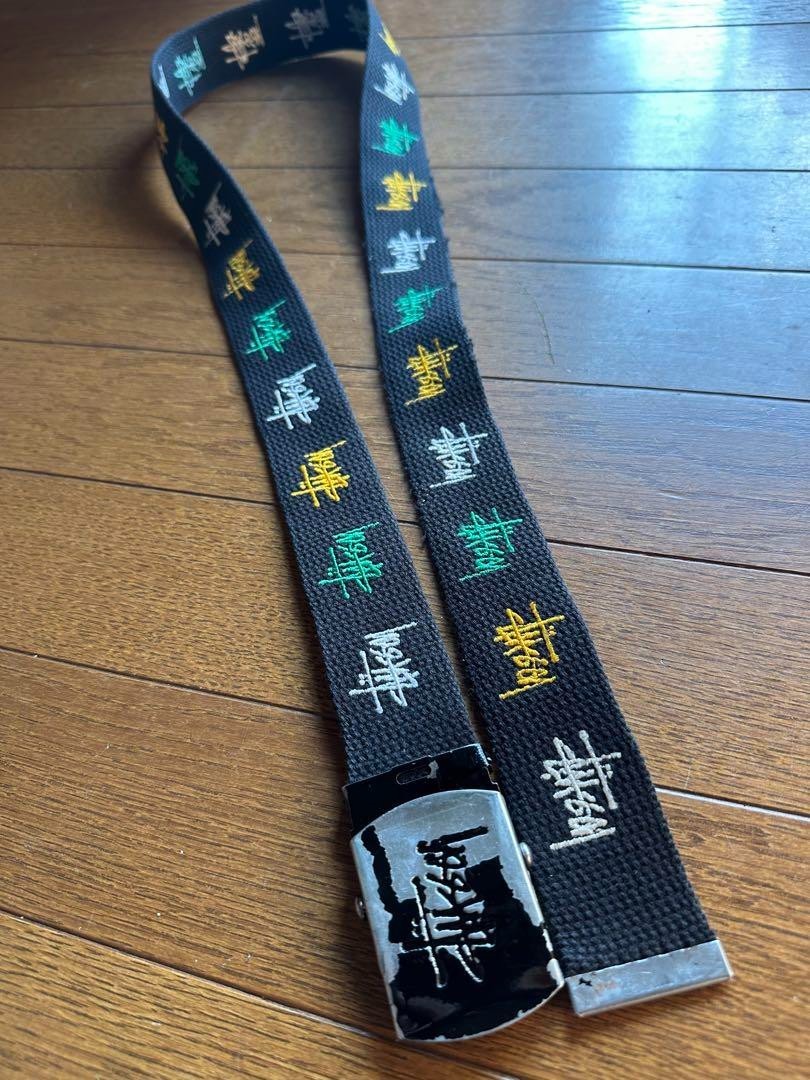 Stussy Gacha Belt Multicolor Embroidered Black 120cm Used
