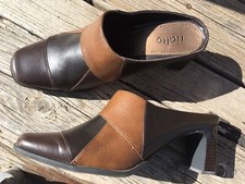 Rialto  Hoody  Brown Faux Leather Slip On Shoes Heels Square Toe 9.5 M Women  s