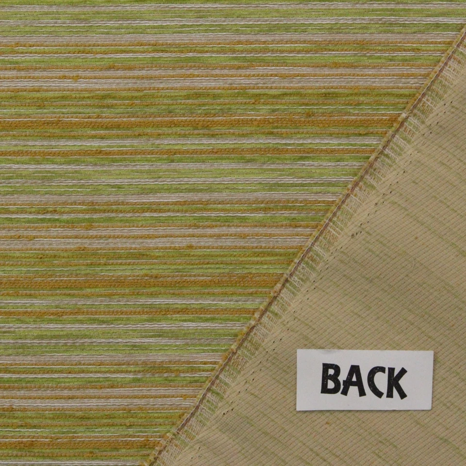 DESIGNER ATTICUS GOLD GREEN CHENILLE STRIPE RAILROADED MULTIUSE FABRIC BTY 56"W - Image 4 of 4
