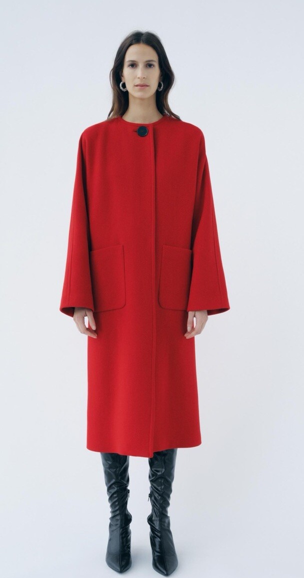 ZARA NEW WOMAN MANTECO WOOL BLEND COAT ZW COLLECTION RED