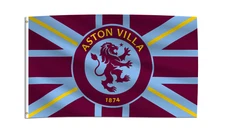 Aston Villa Fc Flag Banner 3X5 Ft The Villans The Lions Fans Room Decoration
