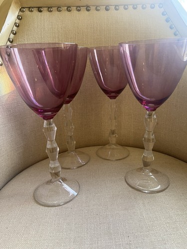 Carat Amethyst Wine Glasses by Lenox Set of 4 Discontinued Pattern BEAUTIFUL - Picture 3 of 13