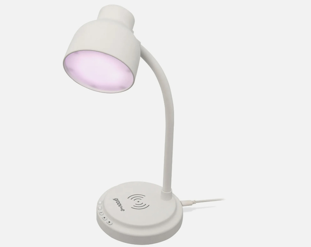 Groov-e ASTRA LED Lamp Wireless Charging Pad & Bluetooth Speaker White