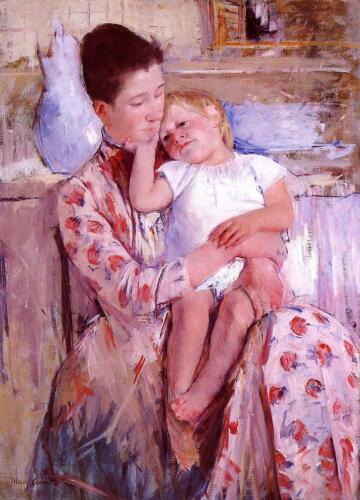 Art Oil painting young lady woman with kid Emmie-and-Her-Child-Mary-Cassatt art - Picture 1 of 1