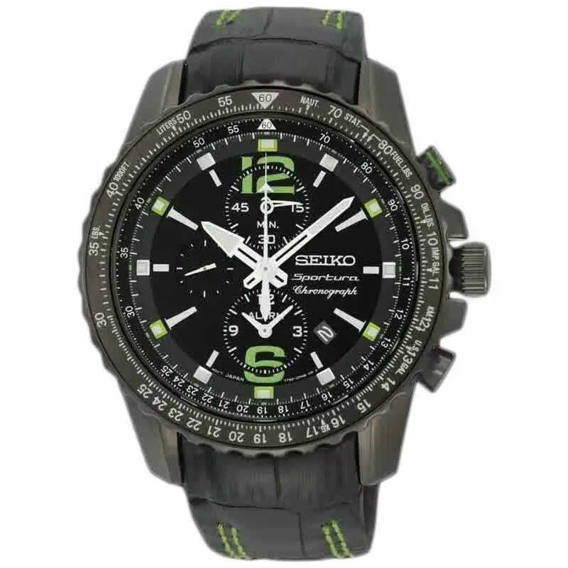 New SNAE97P1 Sportura Black Green Rotating bezel | eBay