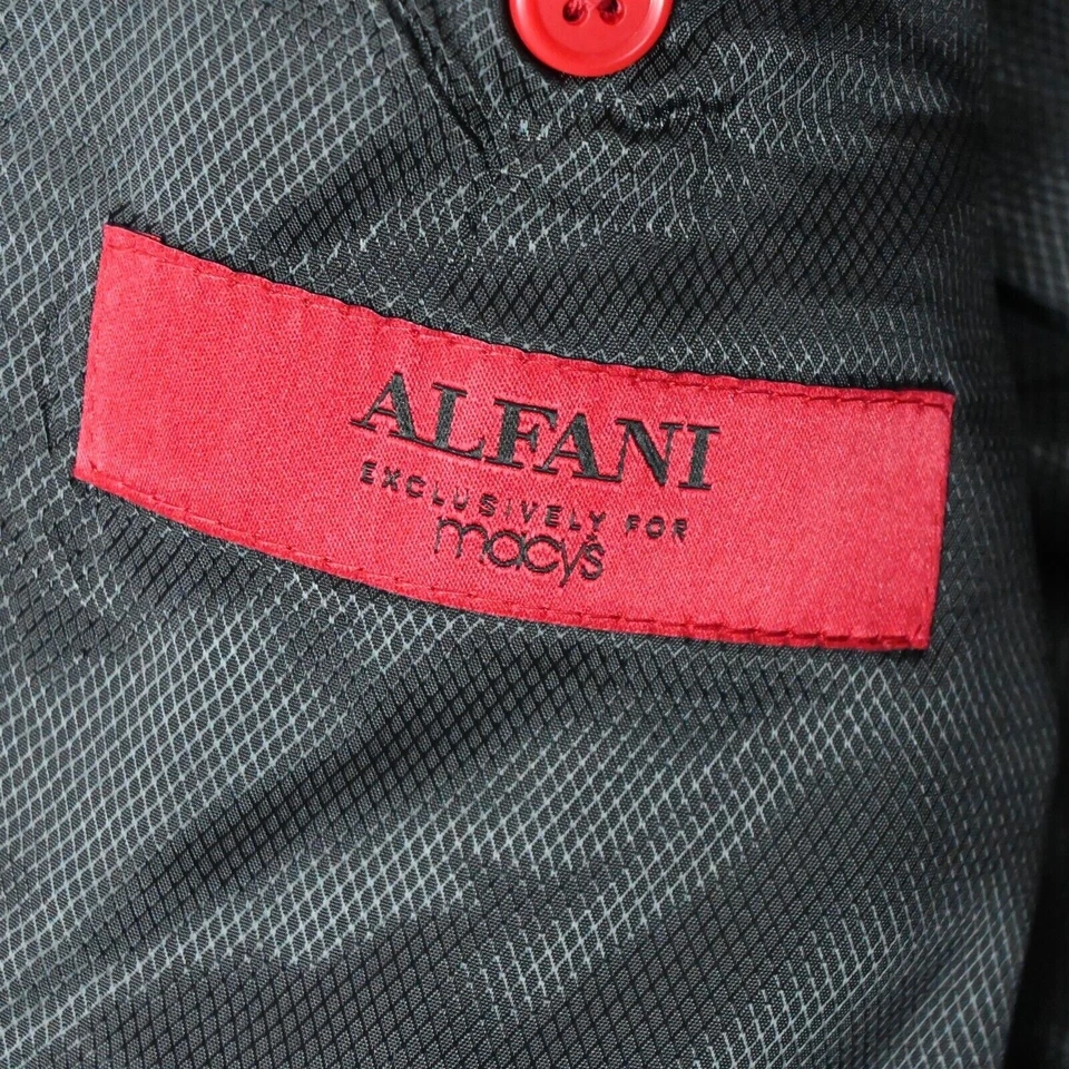 Alfani 42R 38x30 Black Stripe 100% Wool Mens Jacket Pants Suit - Image 4 of 4