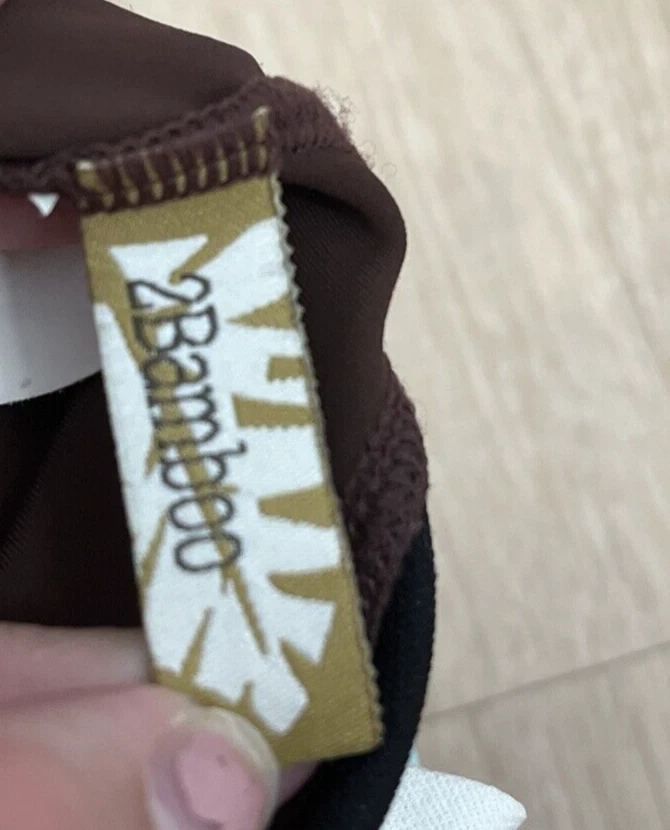 2 Bamboo Halter Tankini Womans DD Geometric Beaded Brown Tie Nylon Spandex - Image 2 of 4