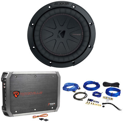 Kicker 48CWR82 COMPR8 8'' 600 Watt Car Audio Subwoofer+Sub Amplifier+Amp Kit