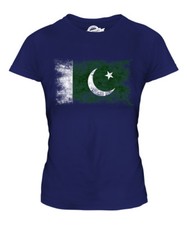 PAKISTAN DISTRESSED FLAG LADIES T-SHIRT TOP F...