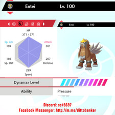 Pokemon Sword/Shield 6IV   Entei ULTRA SHINY / Adamant Dig. Item  NEW 