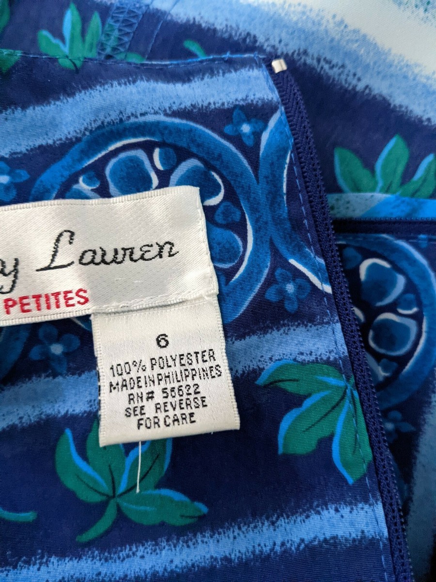 VTG Betsy Lauren Dress 1990s Short Sleeve Blue Tropical Dress Sz