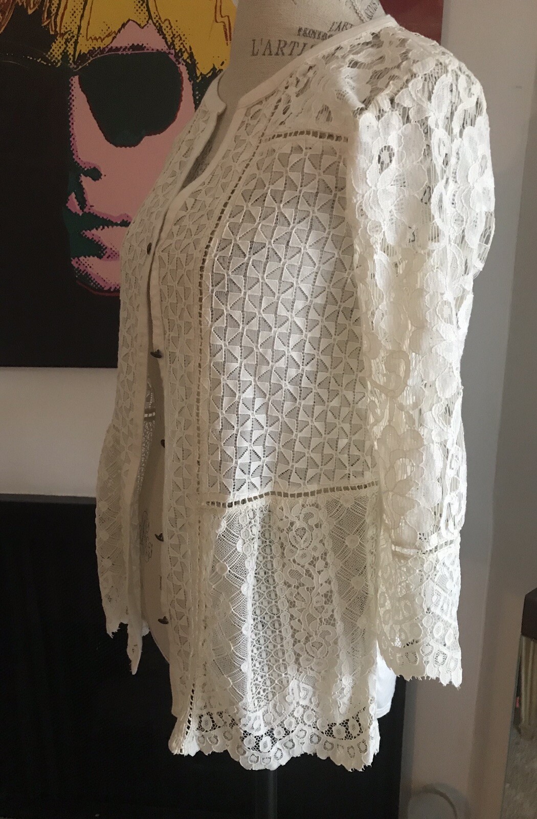 Lucky Brand Cream Lace Cardigan Top NWT Size Small eBay