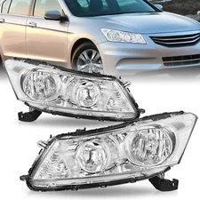 For 2008-2012 Honda Accord 4-Door Sedan Chrome Headlights Clear Corner Lamps L+R