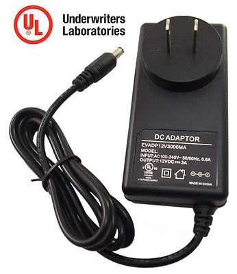 EVERTECH AC to DC Power Adapter 12V DC 3 Amper 3000mA Power Supply with UL Certified 3A