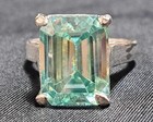 *CERTIFIED* HUGE 9.80 CT LIGHT BLUE EMERALD CUT HPHT DIAMOND RING SIZE 7 — photo 3