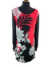 Star By Julian Macdonald Black Red Dress Sheer Sleeve Floral Women’s UK Size 12