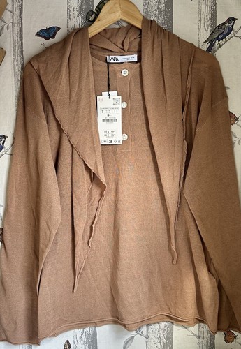 ZARA DUSTY PINK PLAIN FINE KNIT SWEATER WITH SCARF SIZE S - Picture 9 of 10