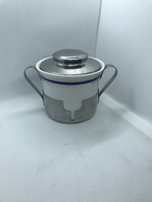 Porzellan Zucker Pott mit Deckel Zajecar Yugoslavia Blau Gold Rand