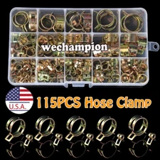 115PCS Spring Hose Clamp 6-22mm Water/Fuel Line Pipe Air Tube Clip Fastener Kit