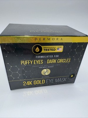 Dermora 24K Gold Eye Mask for PUFFY EYES & DARK CIRCLES - 30 Pairs - Sealed