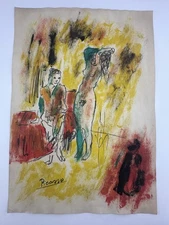 Pablo Picasso COA Art Painting Original Drawing Vintage Paper Signed