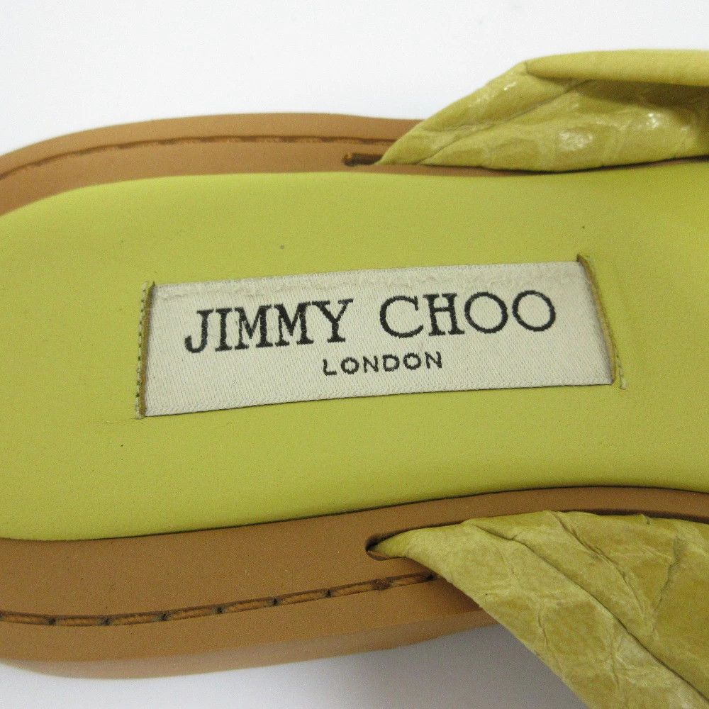 Jimmy Choo Python Embossed Ribbon Flat Sandals Ye… - image 7