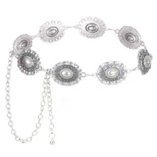 Western Metal Oval Concho Belt for Women Cowgirl Waist Chain Belts for Dresses 