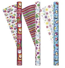 Kirkland 3 Roll Christmas Gift Wrap 270 sq ft Penguin/Snowman/Character