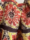 Fabric Red Brown Yellow Ivory 100% Silk Hand Wax Stunning Batik Saree Sari 43" W — photo 9