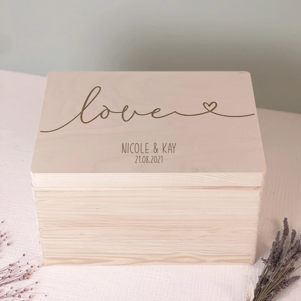 Personalisierte Erinnerungsbox Hochzeit "Love" Liebe Erinnerungskiste Geschenk - Bild 2 von 4
