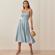 REFORMATION JEANS ROU Mineral Fit & Flare Midi  DRESS size L ~ nwt