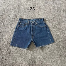Vintage Levis 501 Cut Off Shorts Womens 27 Blue USA Made Dark Wash Raw Frayed